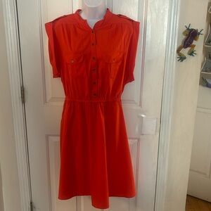 Vibrant Orange dress with tab cap sleeves